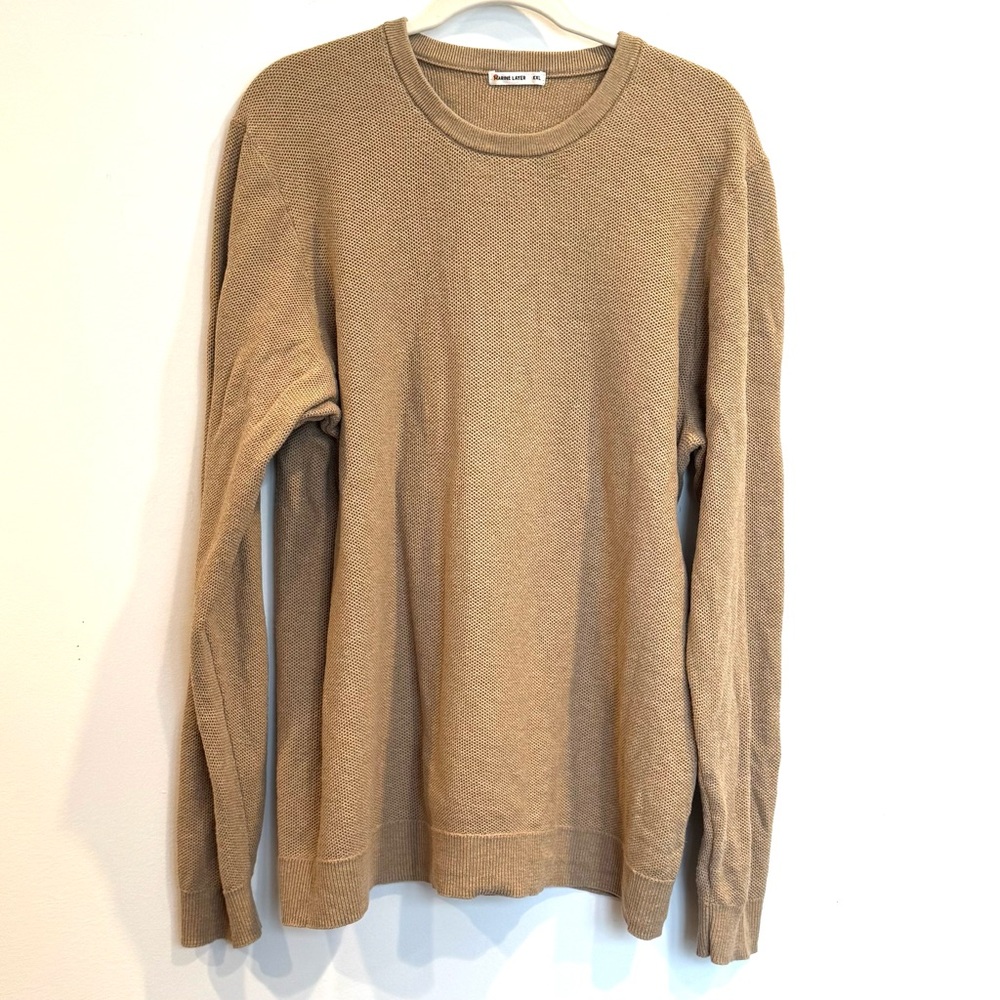 🐑 Marine Layer Marl Crew F25 Sable XXL camel tan knit cotton wool casual